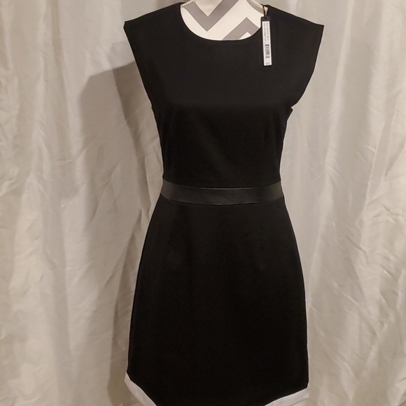 Harve' Bernard Black W/White Hem Dress Size 8 - Picture 3 of 8